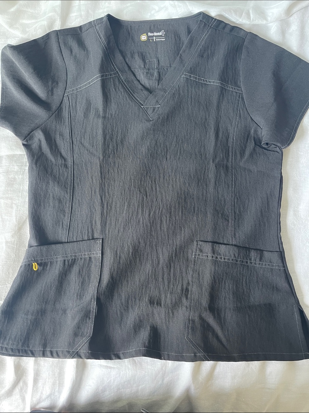 Black V-Neck Scrub Top and pants